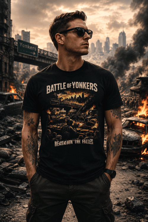 Nerd Enough Battle of Yonkers zombie horde graphic t-shirt