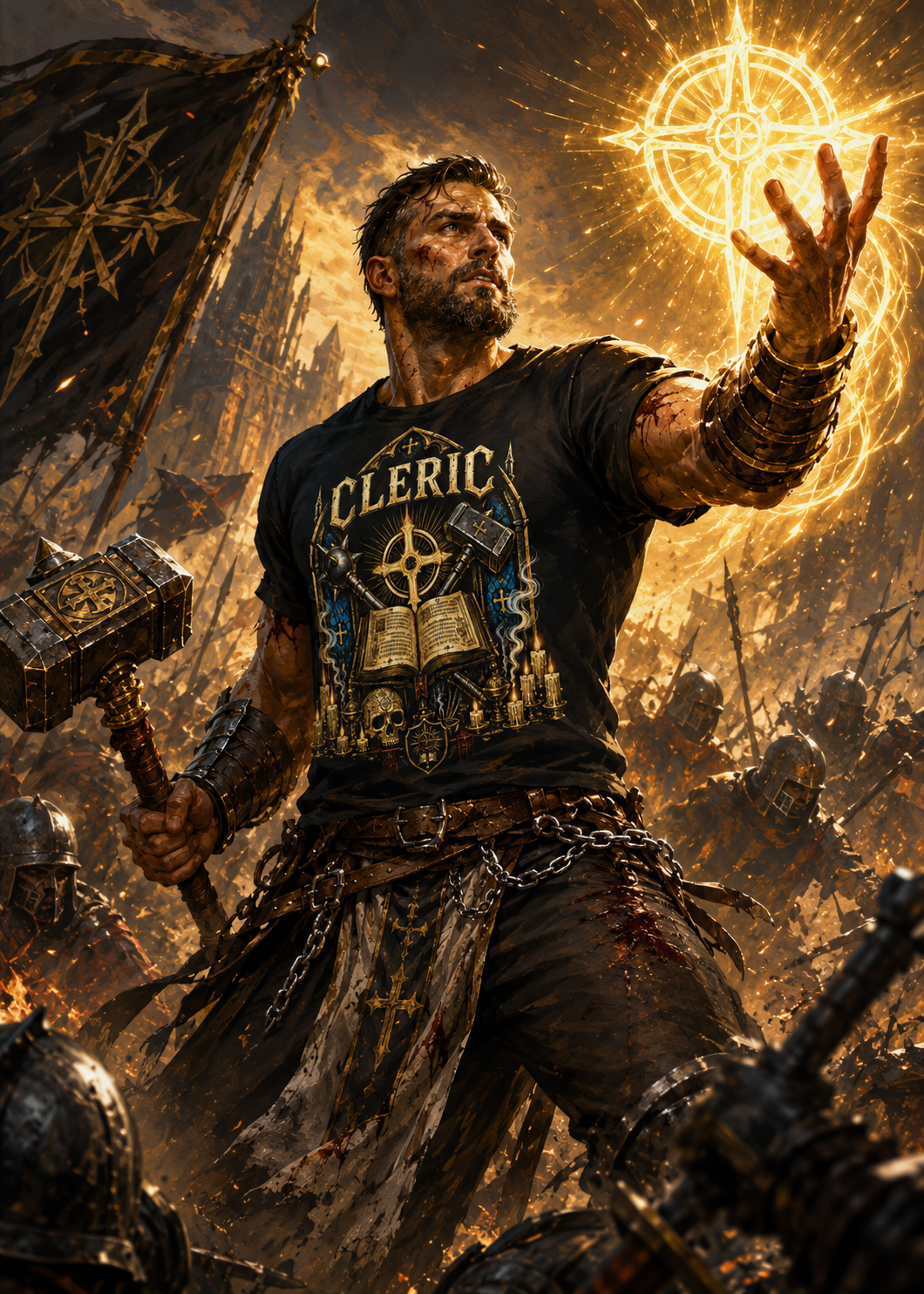 Nerd Enough Cleric blessing scene D&D graphic tee