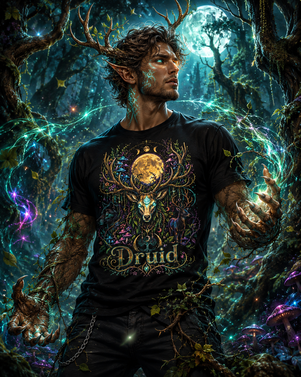 Nerd Enough Druid transformation scene D&D graphic tee