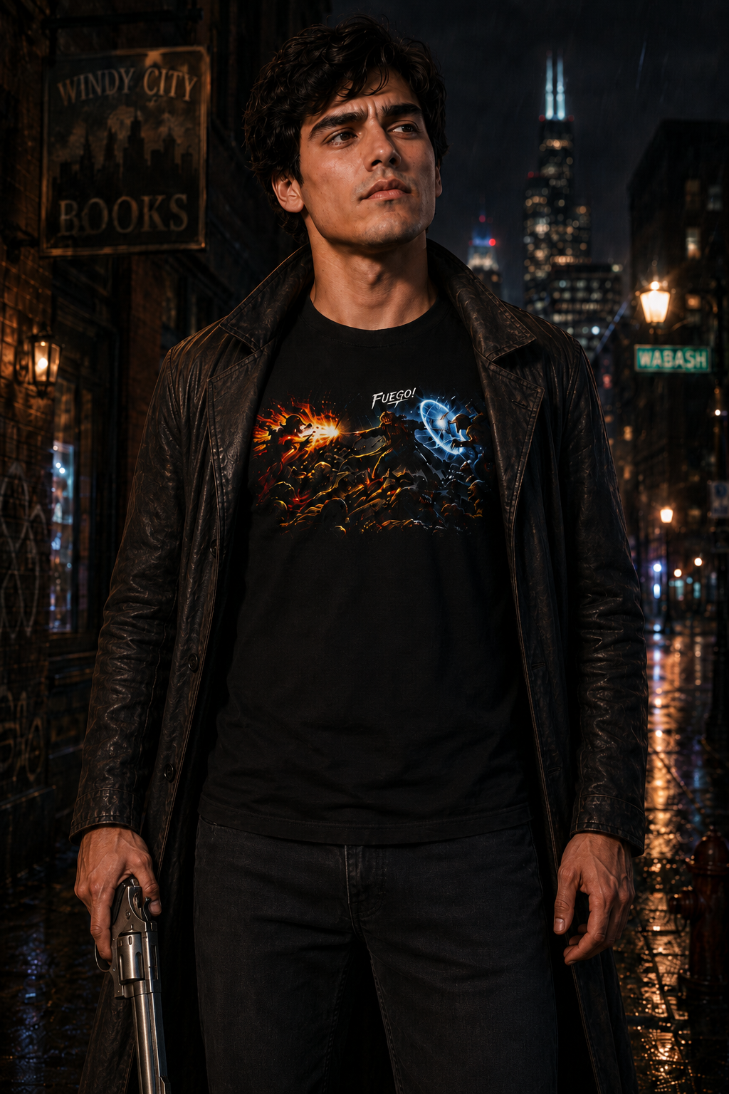 Nerd Enough Fuego battle mage fantasy graphic t-shirt