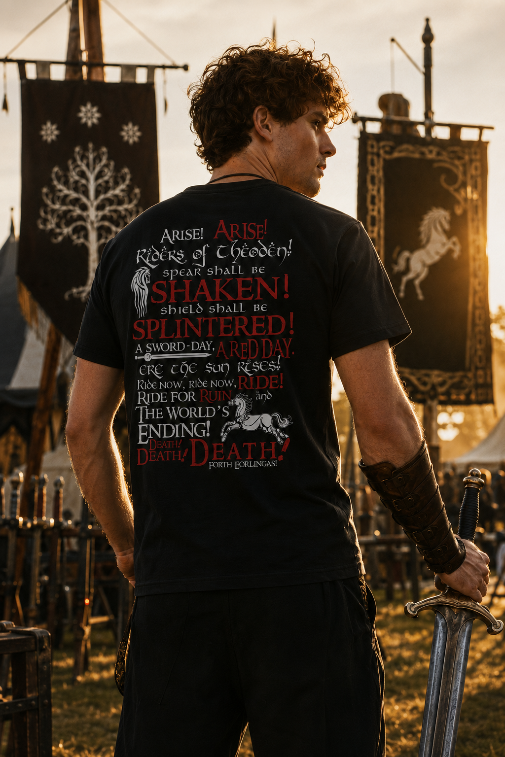 Nerd Enough Last Ride fantasy warrior graphic t-shirt