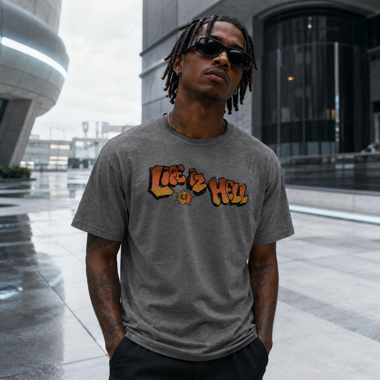 Nerd Enough Life is Hell Graffiti cult classic tee design