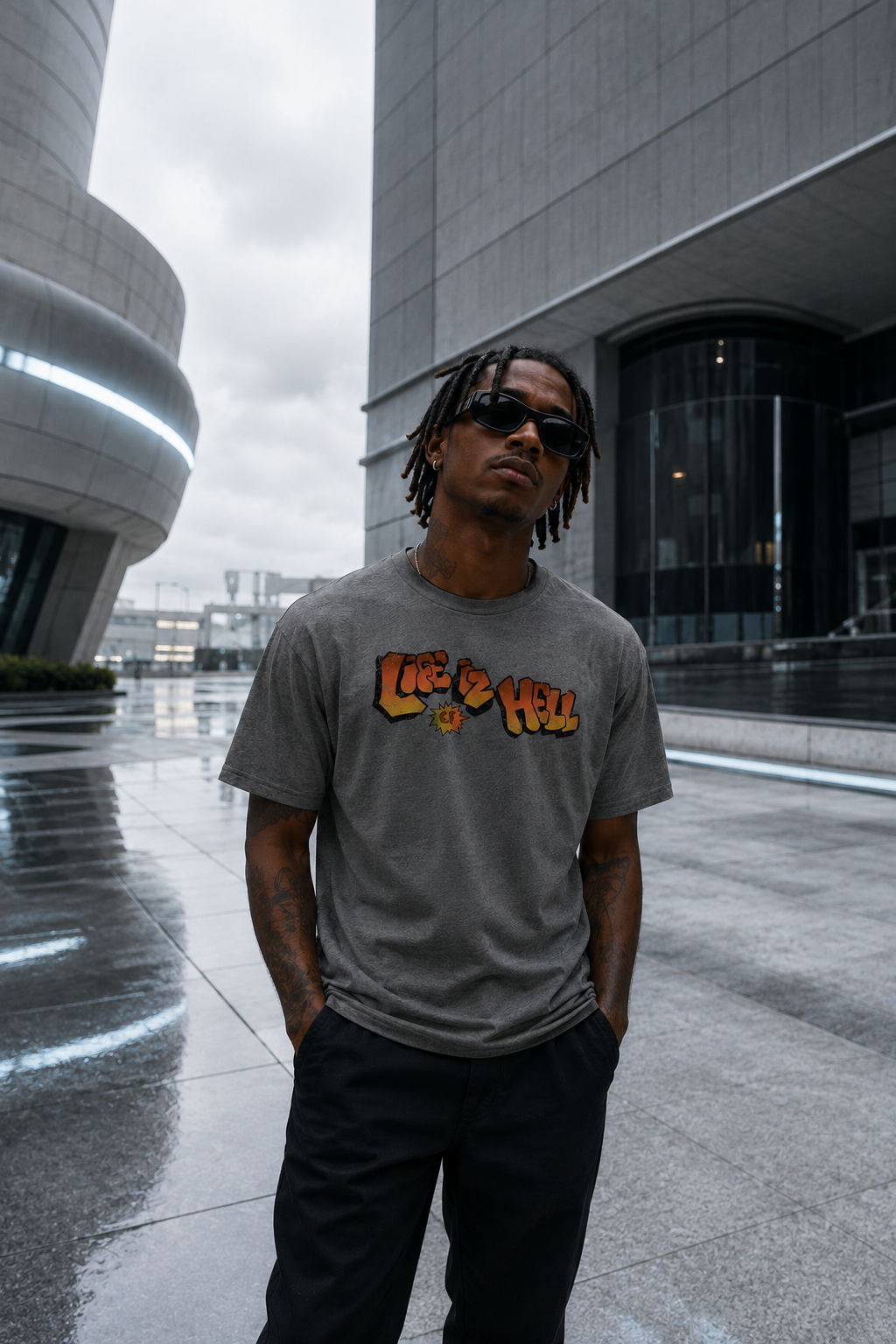 Nerd Enough Life is Hell Graffiti sci-fi graphic t-shirt