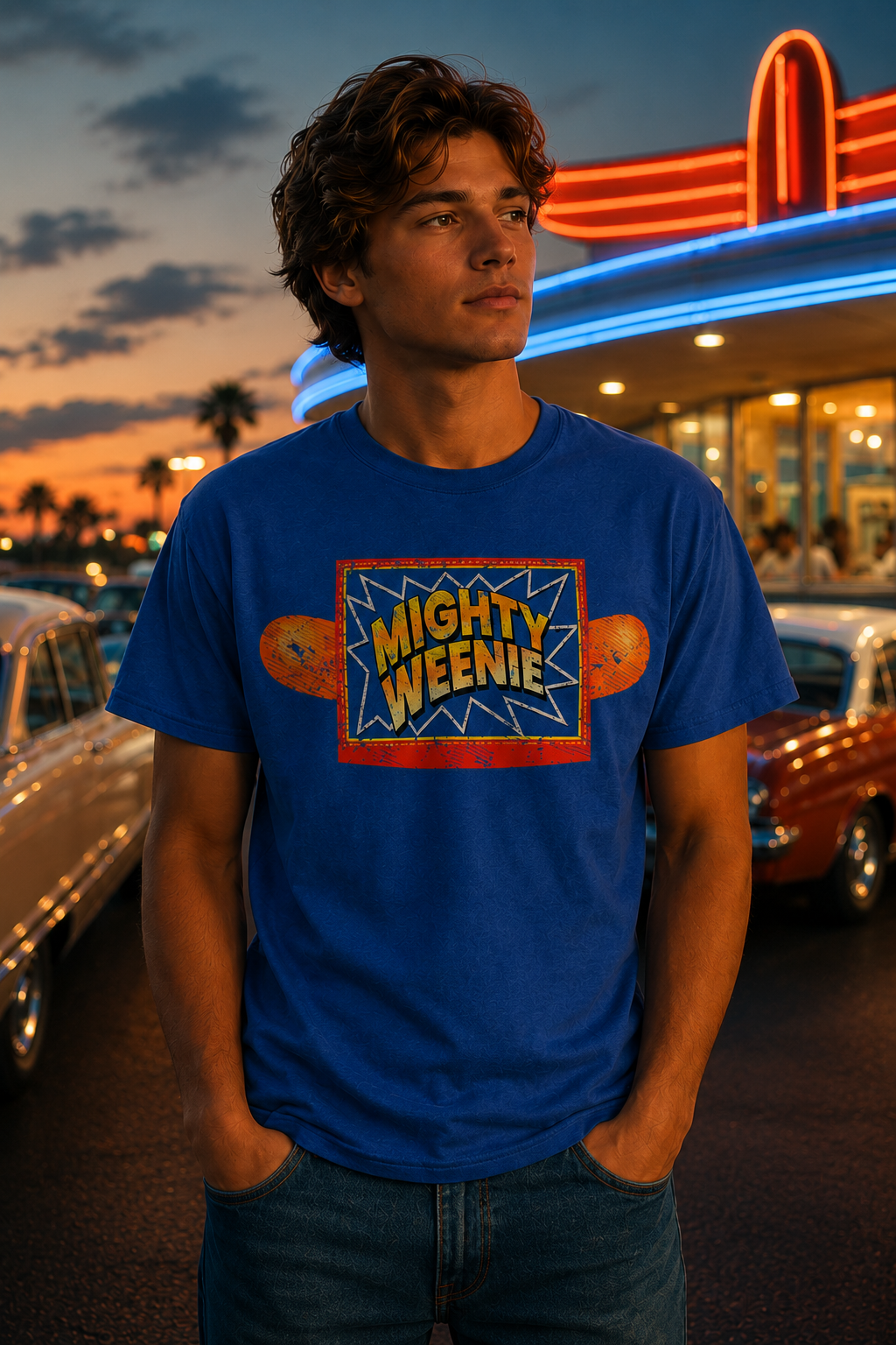 Nerd Enough Mighty Weenie retro fast food graphic t-shirt