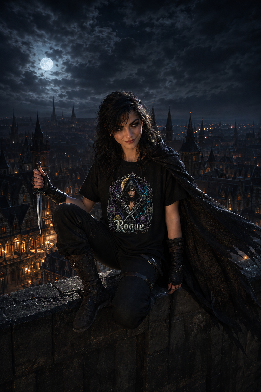 Nerd Enough Rogue D&D RPG class graphic t-shirt
