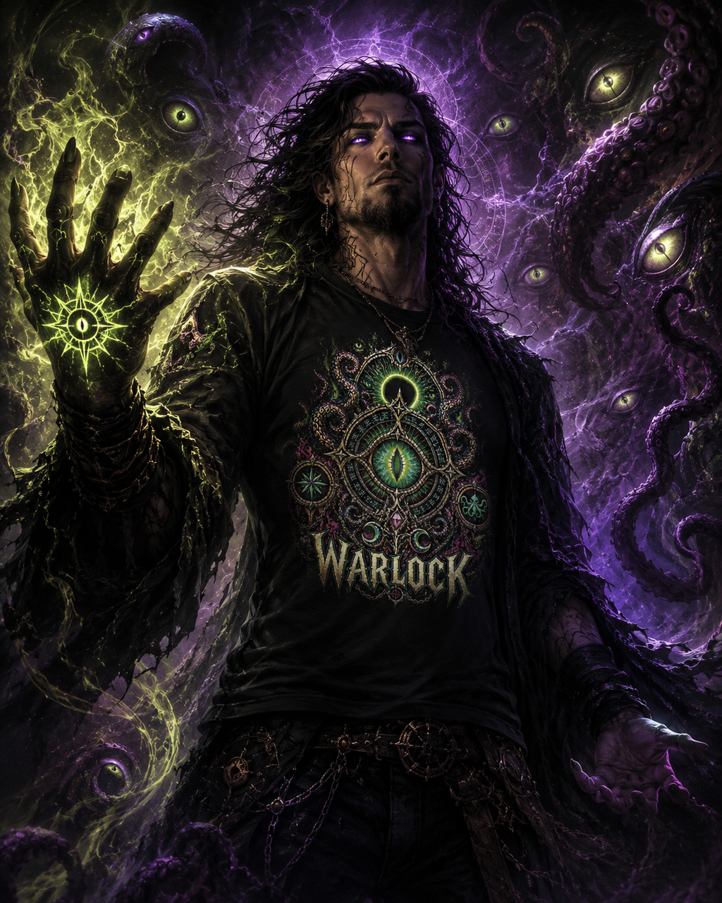 Nerd Enough Warlock eldritch power scene D&D graphic tee